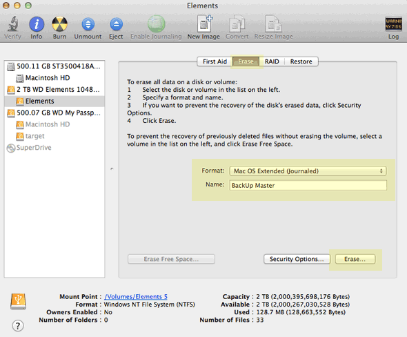 utility to format hard drive for mac os